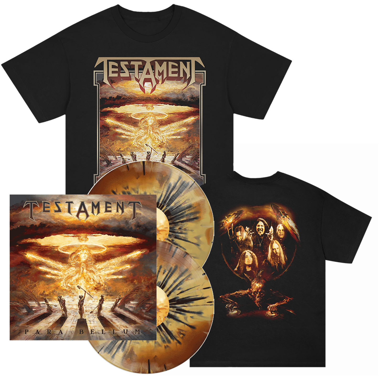 Testament (Para Bellum) 2xYellow/Brown Swirl w/Black Splatter Vinyl Bundle