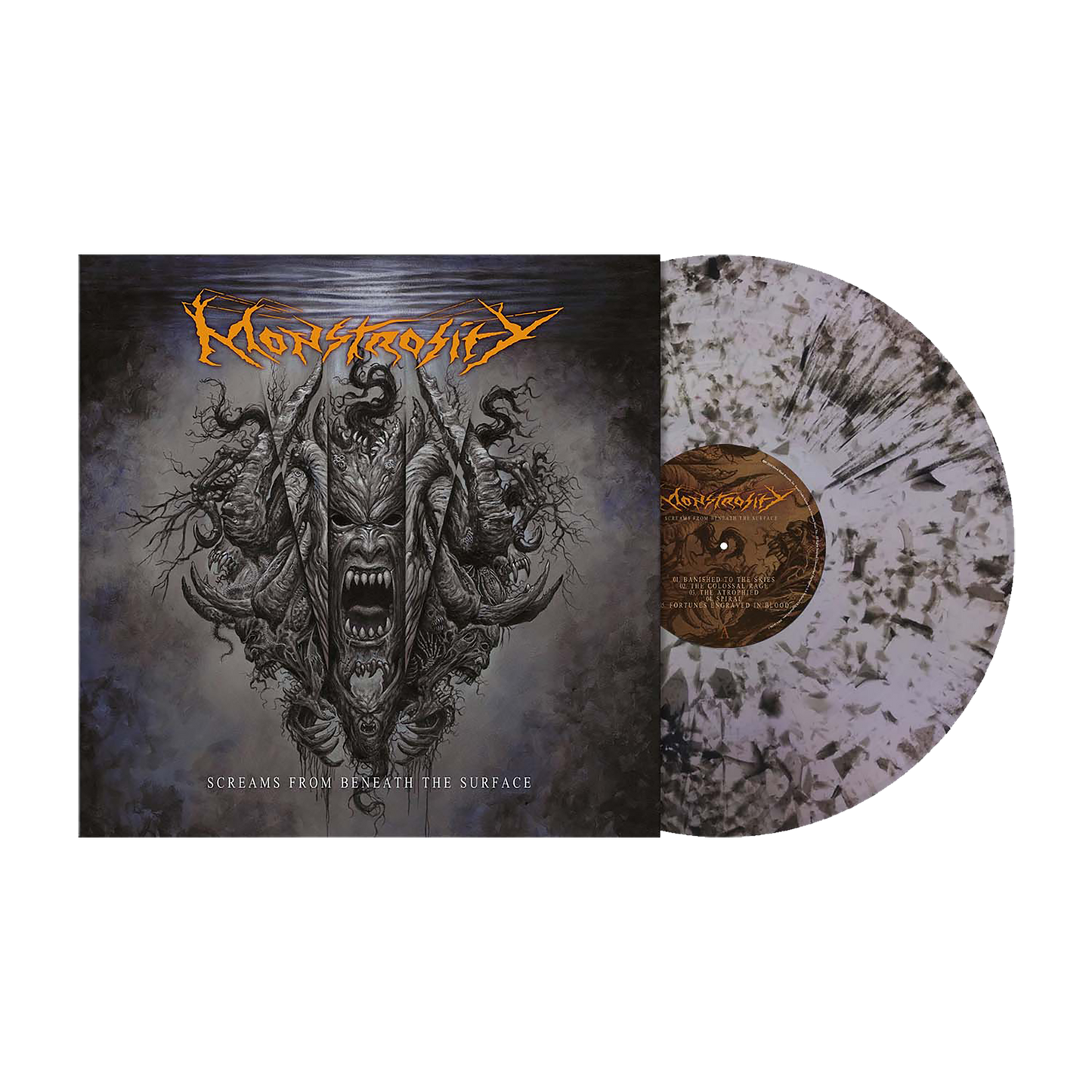 Monstrosity (Screams from Beneath the Surface) Lilac/Black Dust Splatter Vinyl
